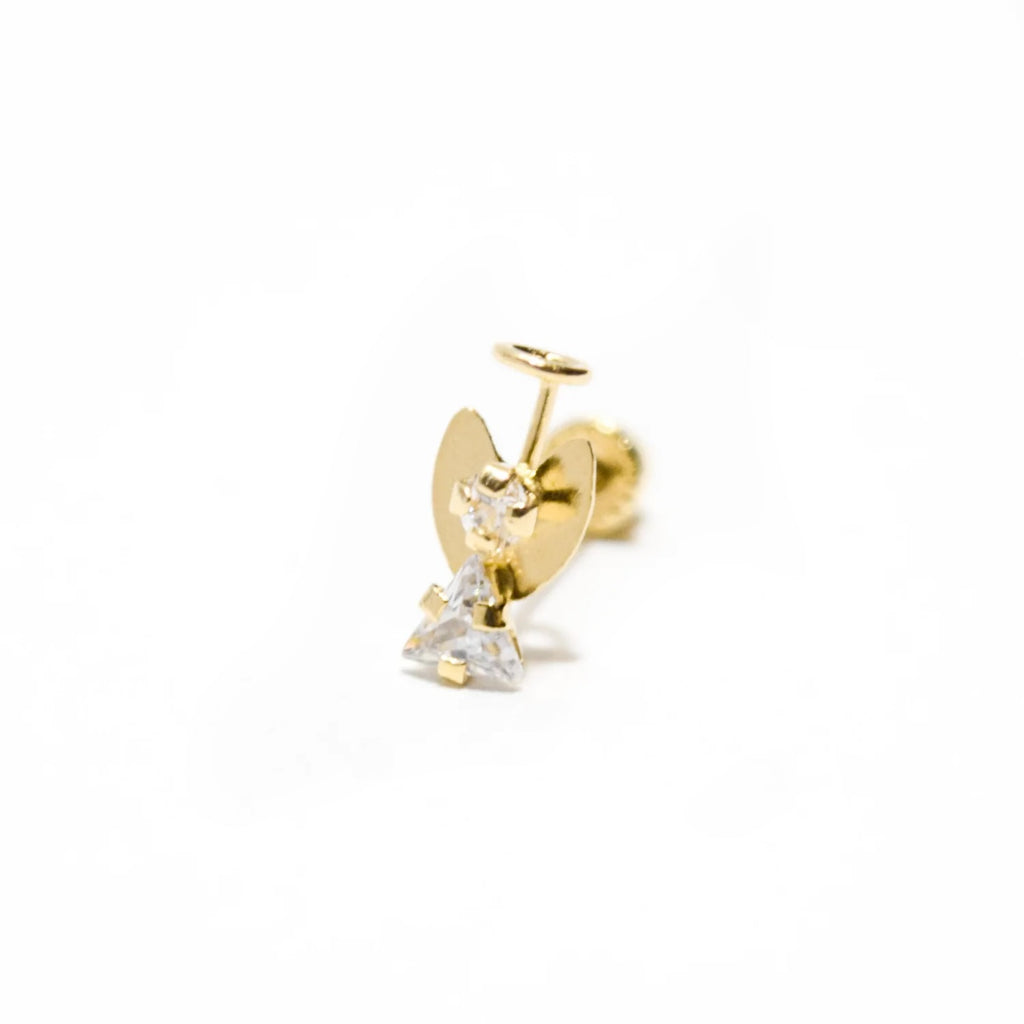 Broquel Oro 10k Angel Triangulo